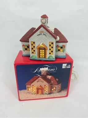 Vintage Americana Lighted Christmas Village Courthouse 1991